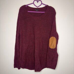 Lety & Me Josey Elbow Patch Sweater Brick Red XXL